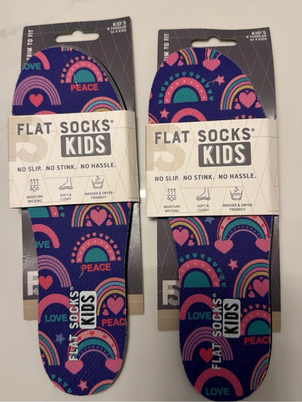 Lot of 2 Pairs /Flat Socks Kids, Pink & Purple, Sz. 8 Toddler To 4 Kids